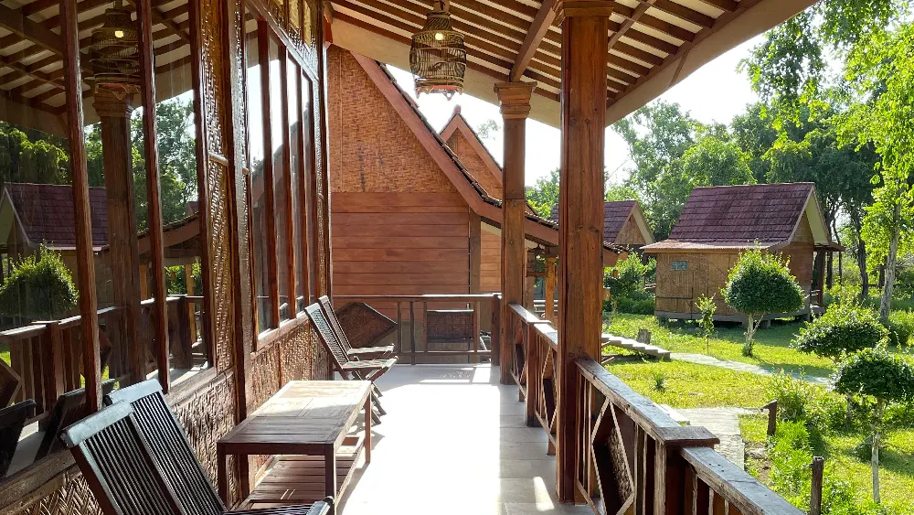 bungalow terace view accommodation gland surf camp